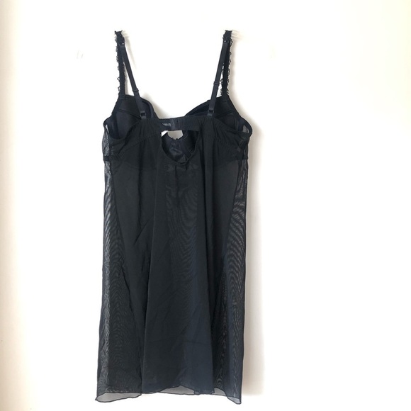 Parisa Vintage Y2K 00s Black Floral Embroidered Sheer Mesh Babydoll 38B - Picture 3 of 3